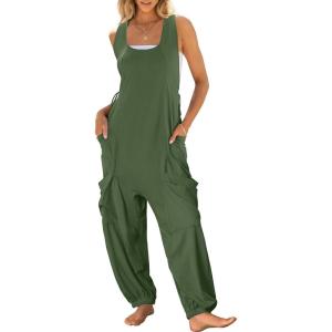 imageANRABESS Women Overalls Jumpsuits Loose Casual Dressy Sleeveless Baggy Harem Pants Romper Jumpers 2025 Trendy Summer OutfitsOlive