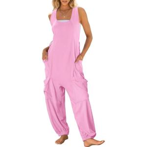 imageANRABESS Women Overalls Jumpsuits Loose Casual Dressy Sleeveless Baggy Harem Pants Romper Jumpers 2025 Trendy Summer OutfitsPink