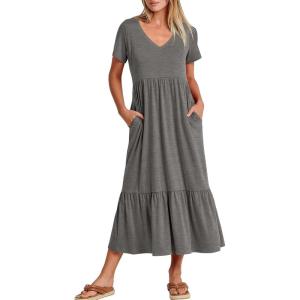 imageANRABESS Womens Summer Casual Short Sleeve T Shirts Maxi Dress Flowy V Neck Tiered Beach Vacation Sundress 2025 OutfitsGrey