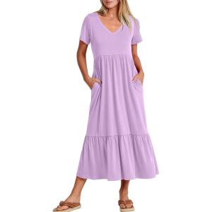 imageANRABESS Womens Summer Casual Short Sleeve T Shirts Maxi Dress Flowy V Neck Tiered Beach Vacation Sundress 2025 OutfitsLight Purple