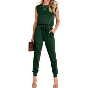 imageANRABESS Womens Summer Crewneck Sleeveless Casual Dressy Loose Stretchy Jumpsuits Rompers 2025 Trendy OutfitsGreen
