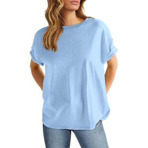 imageANRABESS Womens Tops Oversized T Shirts Loose Fit Short Sleeve Crewneck Summer Casual 2025 Trendy Boxy Tee BlouseLight Blue
