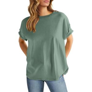 imageANRABESS Womens Tops Oversized T Shirts Loose Fit Short Sleeve Crewneck Summer Casual 2025 Trendy Boxy Tee BlouseLight Green