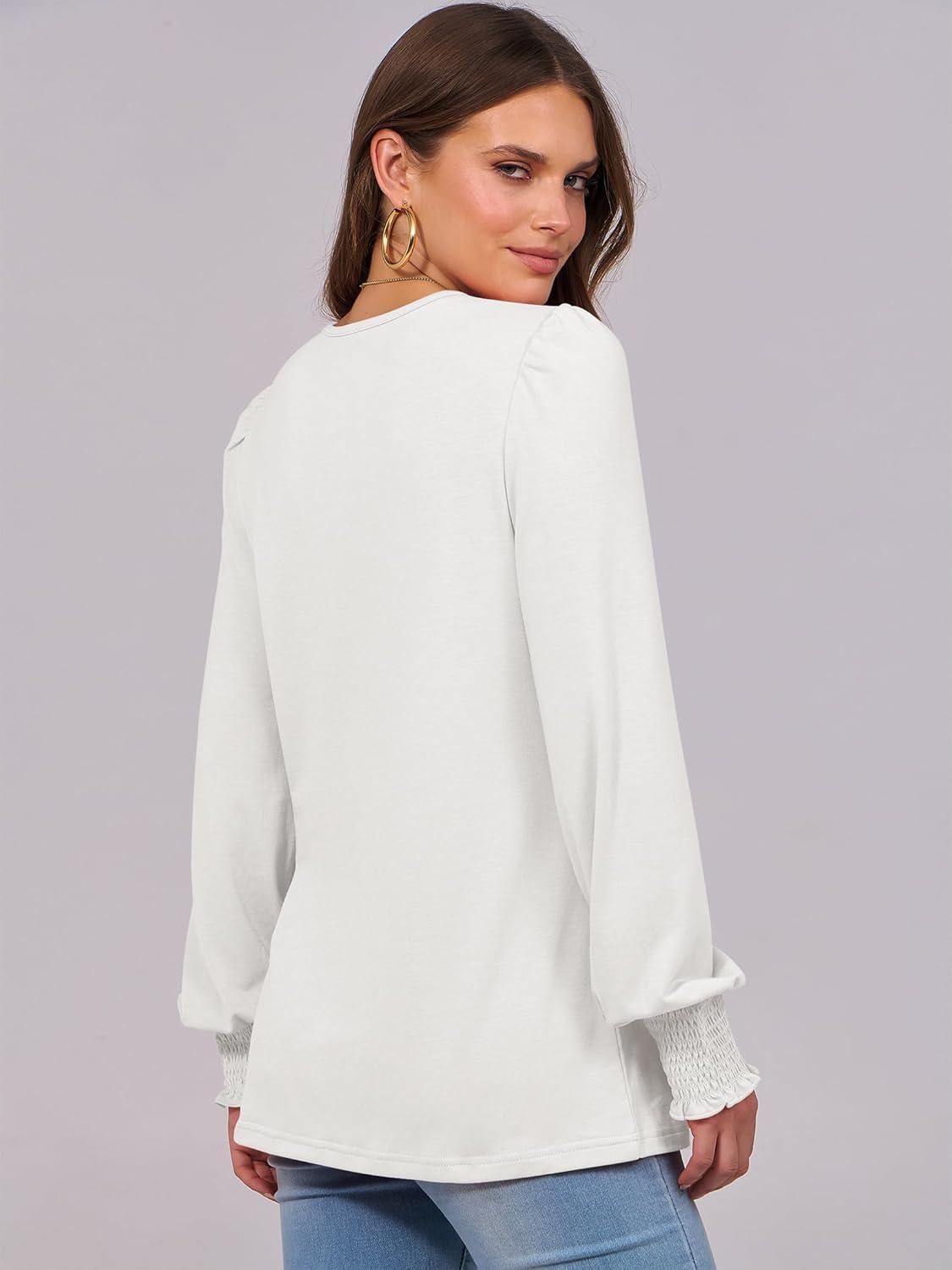 imageANRABESS Long Sleeve Shirts for Women Fall Fashion 2025 Dressy Casual Blouses Trendy Pleated Tunic Tops OutfitsWhite