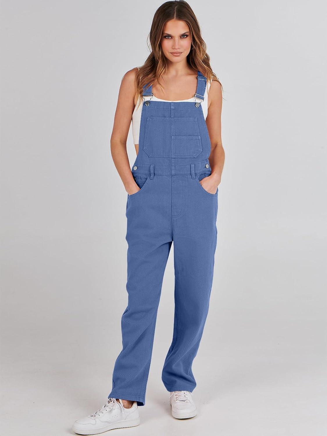 imageANRABESS Overalls for Women Loose Fit Denim Overalls Adjustable Strap Jean Jumpsuit Bib Romper 2025 Fall Casual Work OutfitsBlue
