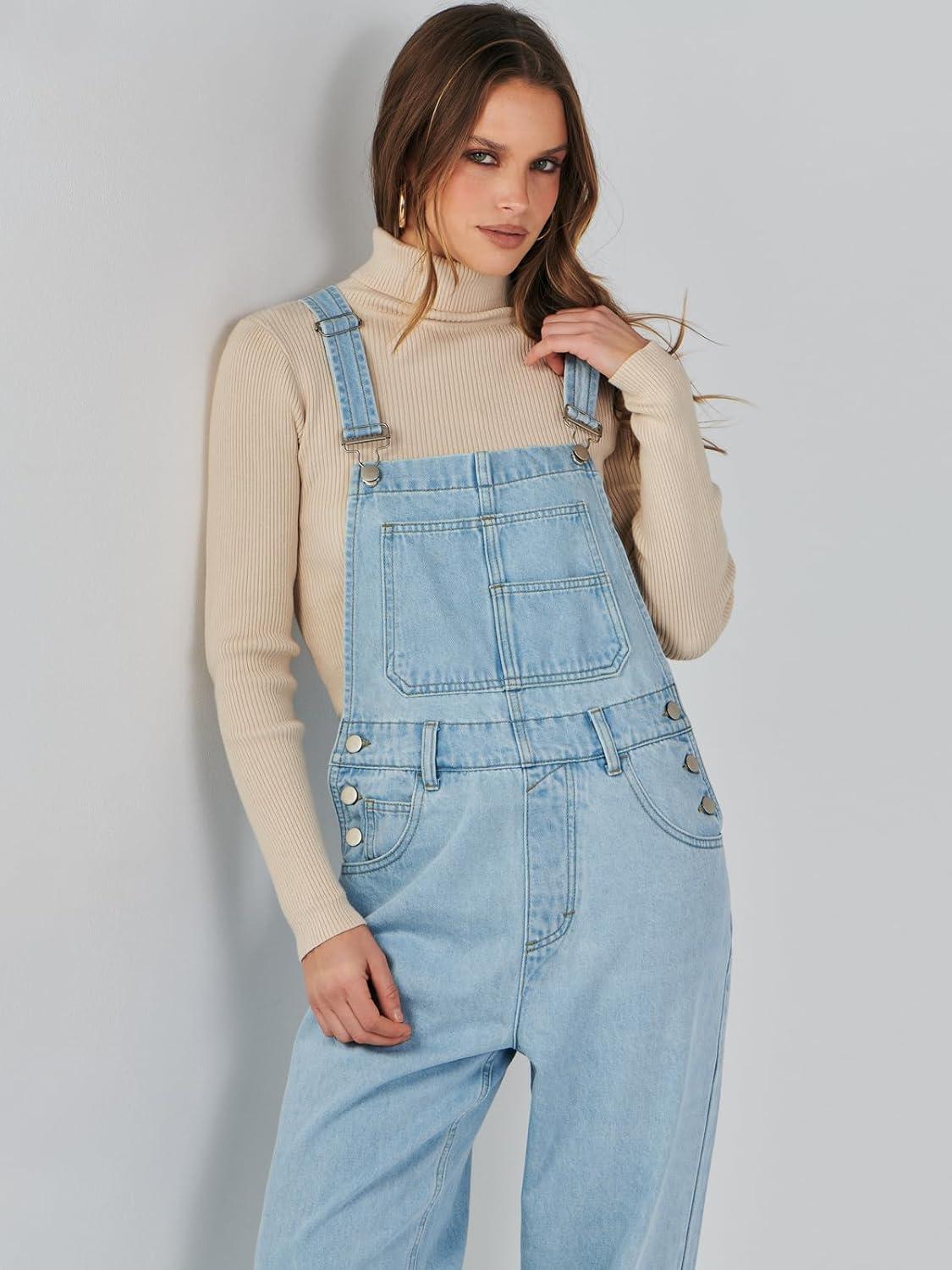 imageANRABESS Overalls for Women Loose Fit Denim Overalls Adjustable Strap Jean Jumpsuit Bib Romper 2025 Fall Casual Work OutfitsWashed Azure