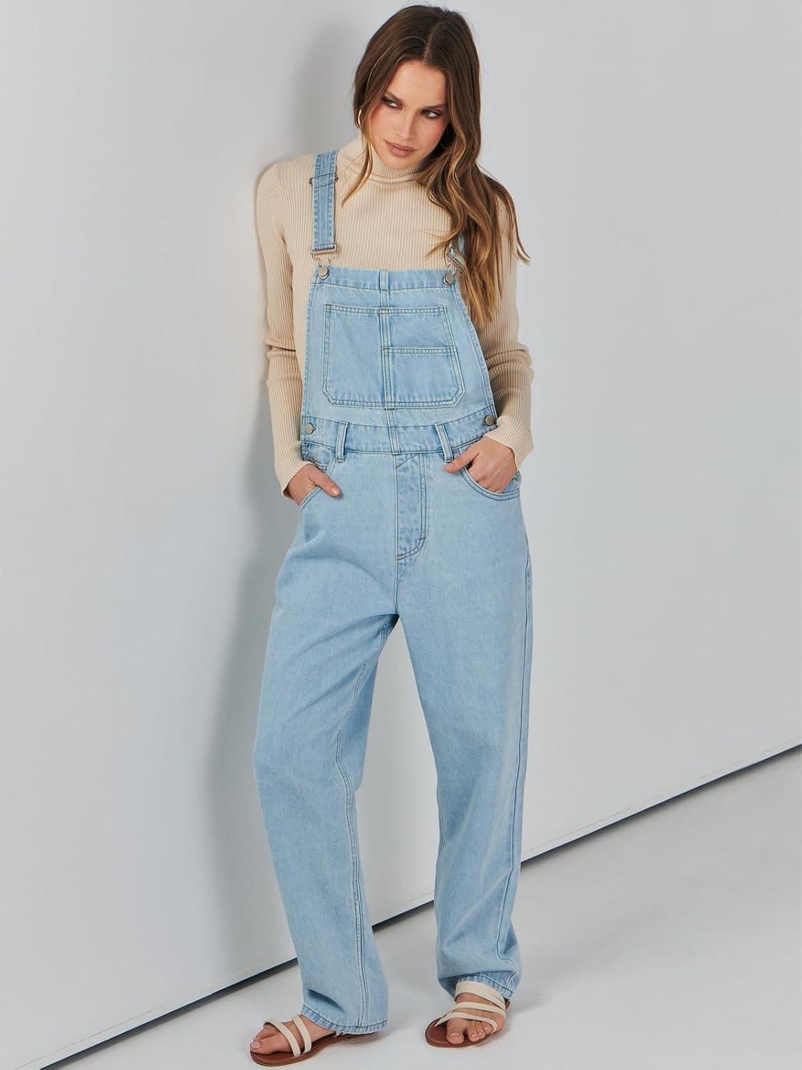 imageANRABESS Overalls for Women Loose Fit Denim Overalls Adjustable Strap Jean Jumpsuit Bib Romper 2025 Fall Casual Work OutfitsWashed Azure