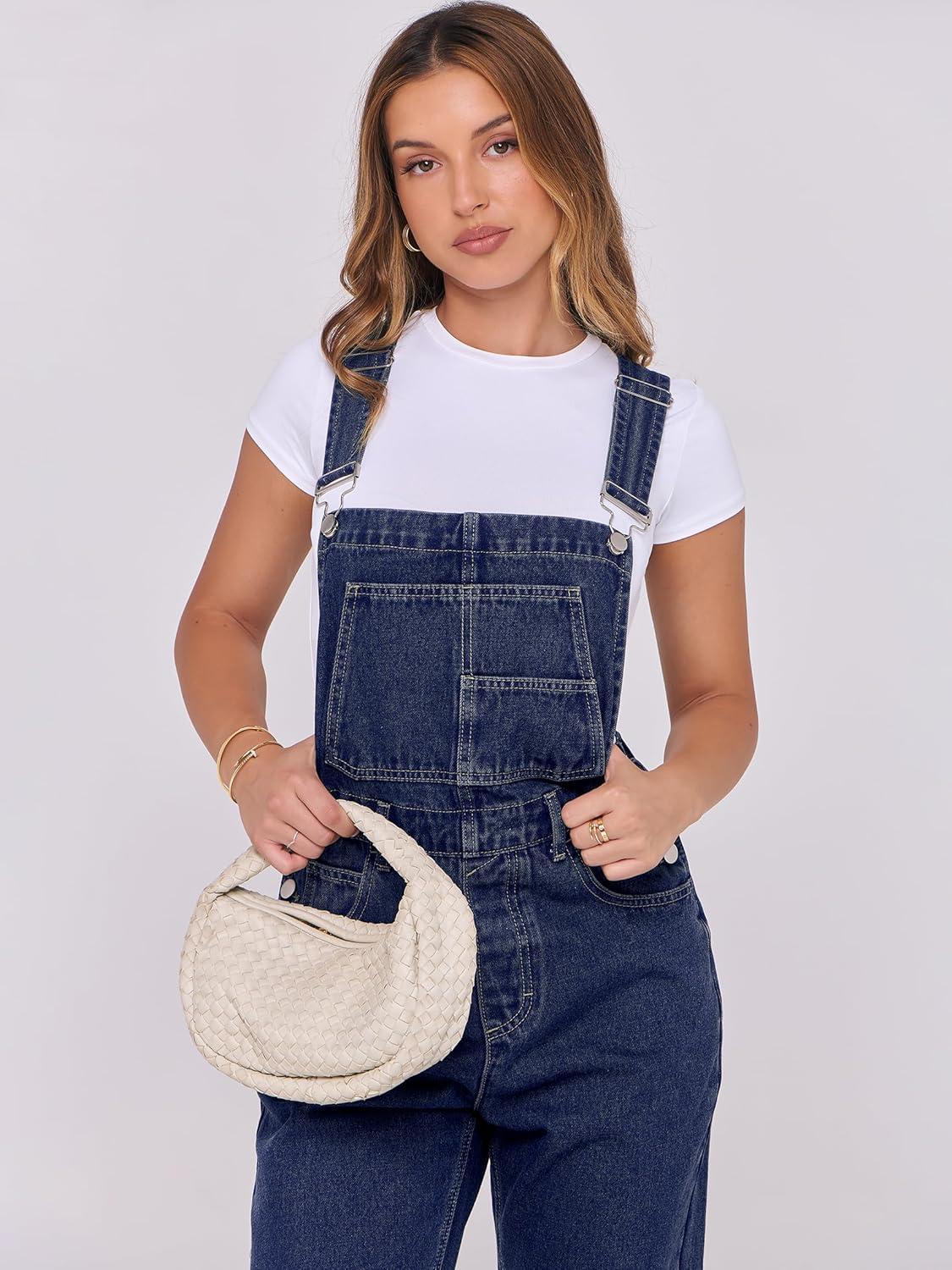 imageANRABESS Overalls for Women Loose Fit Denim Overalls Adjustable Strap Jean Jumpsuit Bib Romper 2025 Fall Casual Work OutfitsWashed Deep Indigo