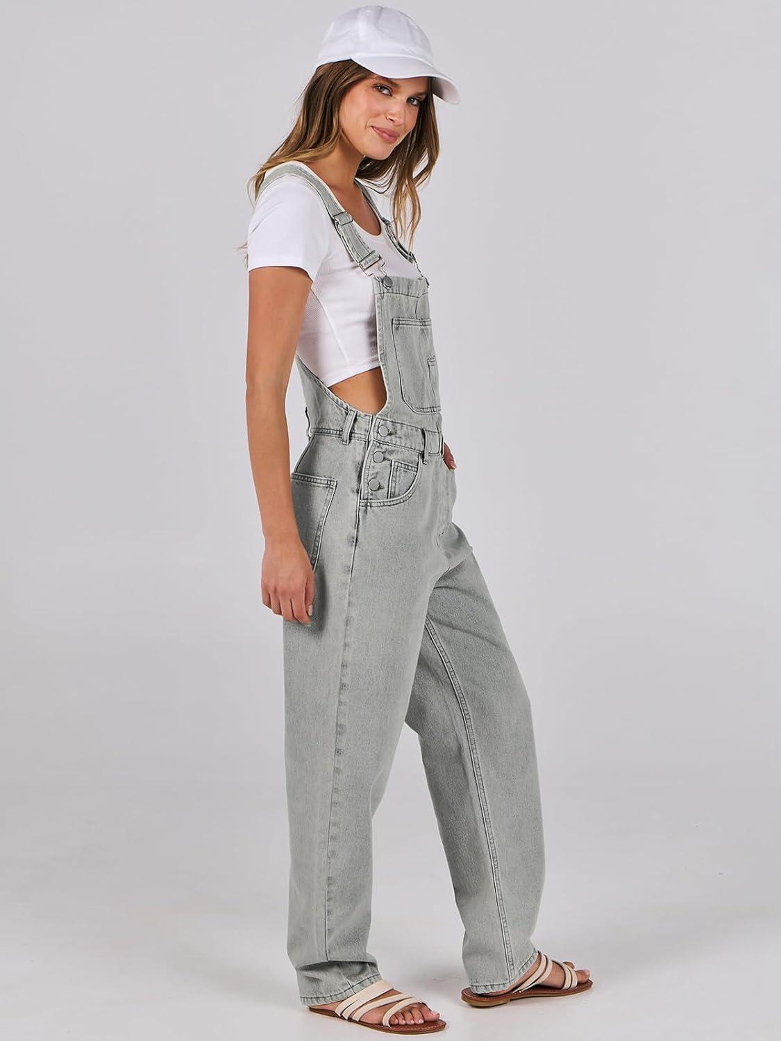imageANRABESS Overalls for Women Loose Fit Denim Overalls Adjustable Strap Jean Jumpsuit Bib Romper 2025 Fall Casual Work OutfitsWashed Retro Gray Blue