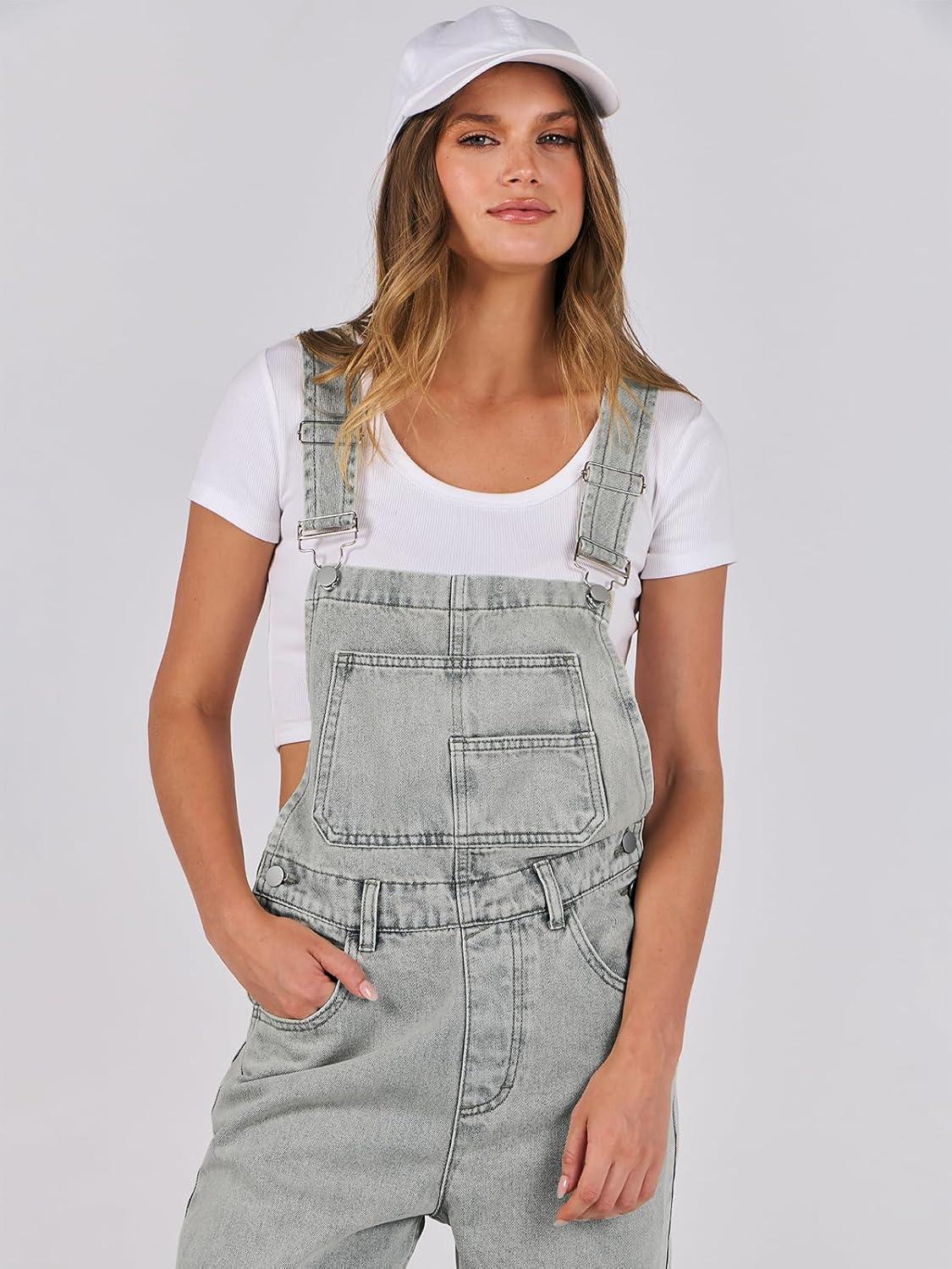 imageANRABESS Overalls for Women Loose Fit Denim Overalls Adjustable Strap Jean Jumpsuit Bib Romper 2025 Fall Casual Work OutfitsWashed Retro Gray Blue
