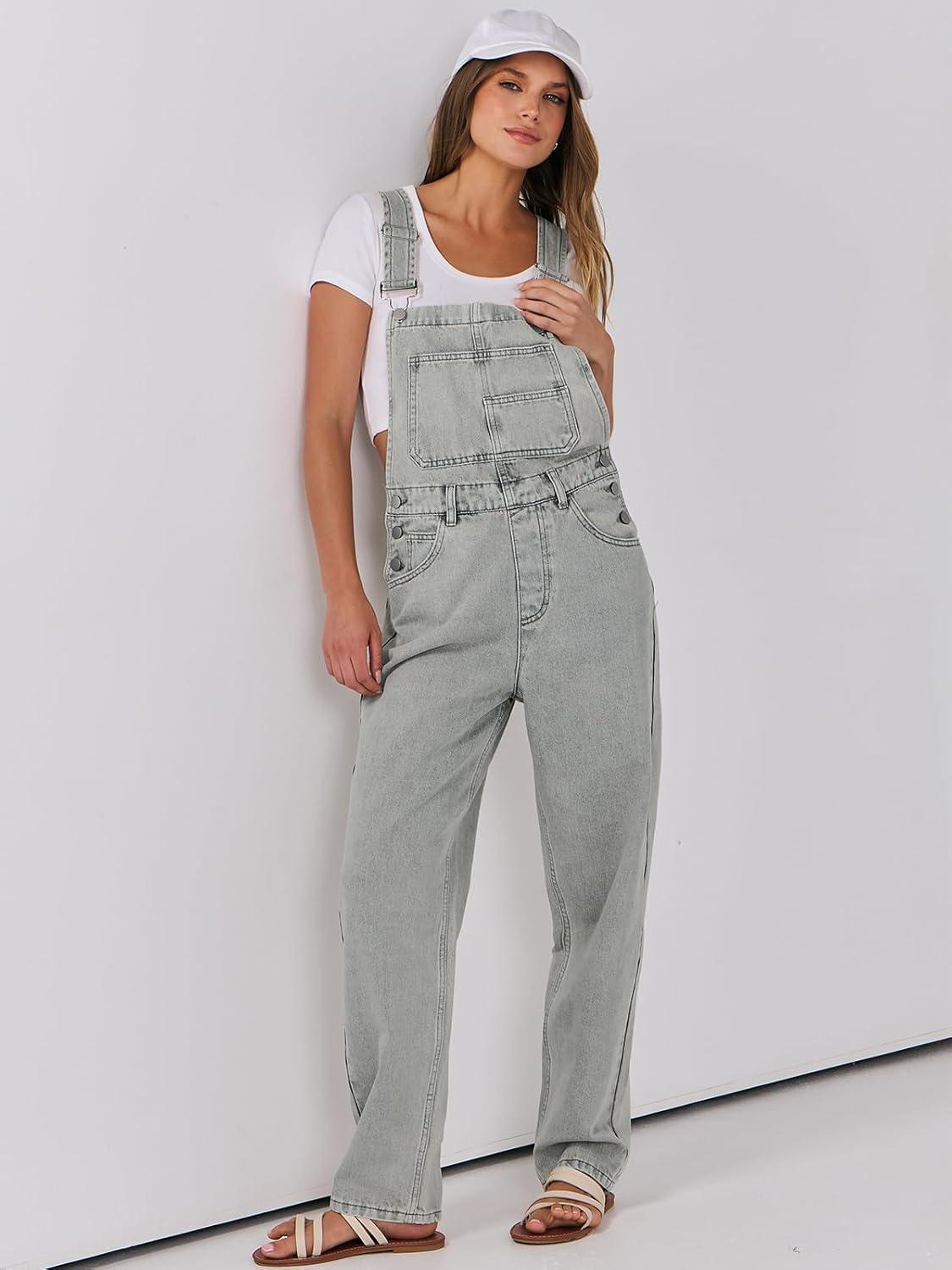 imageANRABESS Overalls for Women Loose Fit Denim Overalls Adjustable Strap Jean Jumpsuit Bib Romper 2025 Fall Casual Work OutfitsWashed Retro Gray Blue