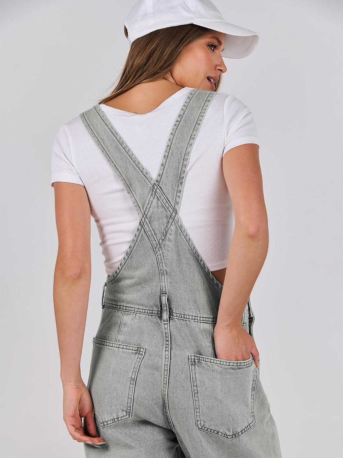 imageANRABESS Overalls for Women Loose Fit Denim Overalls Adjustable Strap Jean Jumpsuit Bib Romper 2025 Fall Casual Work OutfitsWashed Retro Gray Blue