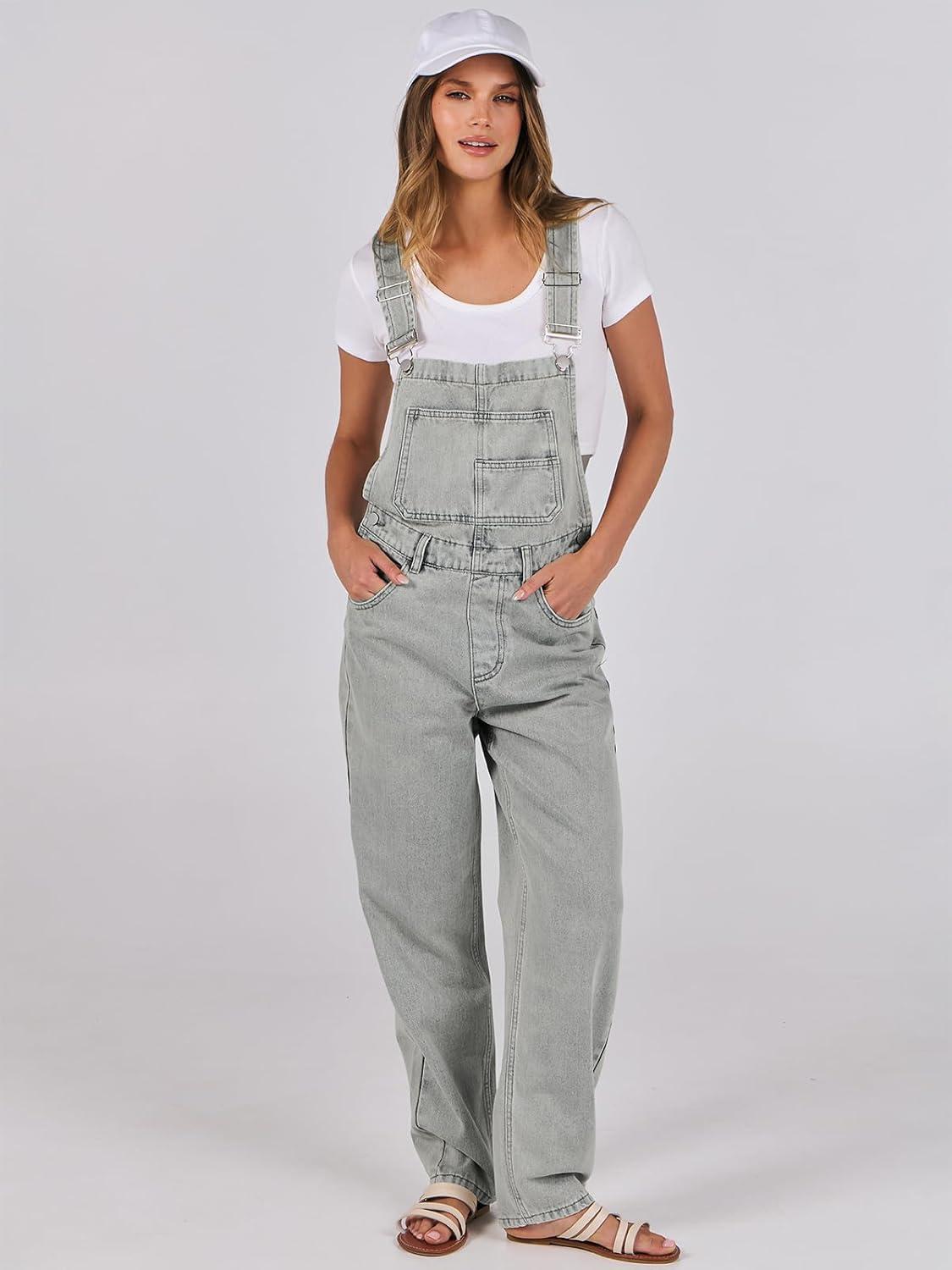 imageANRABESS Overalls for Women Loose Fit Denim Overalls Adjustable Strap Jean Jumpsuit Bib Romper 2025 Fall Casual Work OutfitsWashed Retro Gray Blue