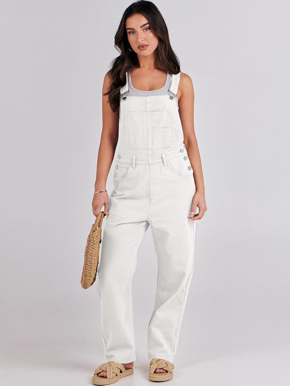 imageANRABESS Overalls for Women Loose Fit Denim Overalls Adjustable Strap Jean Jumpsuit Bib Romper 2025 Fall Casual Work OutfitsWhite