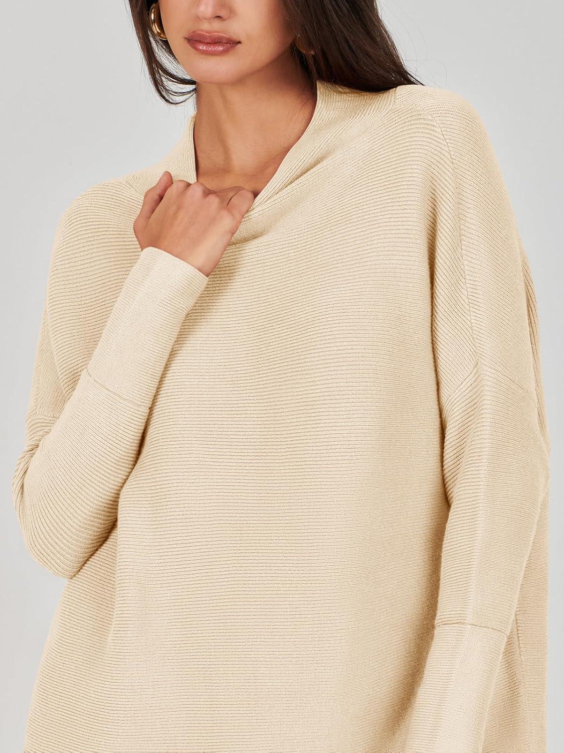 imageANRABESS Women Oversized Casual Loose Turtleneck Long Sleeve Slouchy Baggy Knit Tunic Sweaters Pullover 2025 Fall OutfitsApricot