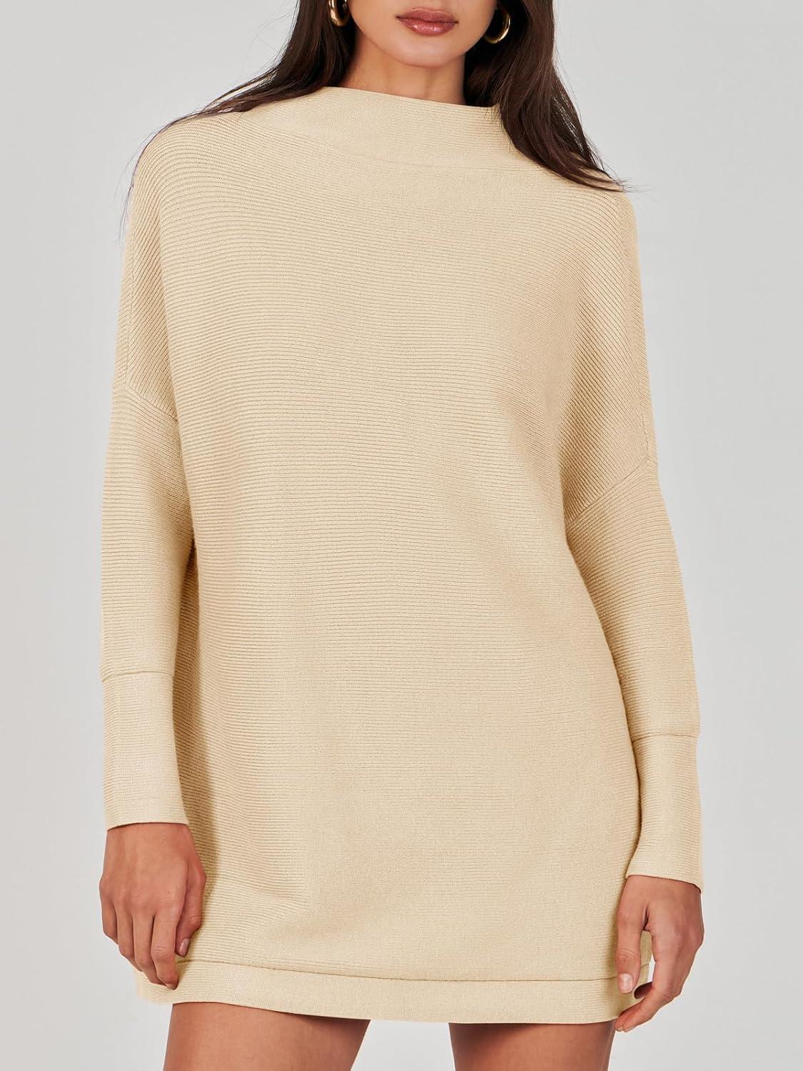 imageANRABESS Women Oversized Casual Loose Turtleneck Long Sleeve Slouchy Baggy Knit Tunic Sweaters Pullover 2025 Fall OutfitsApricot