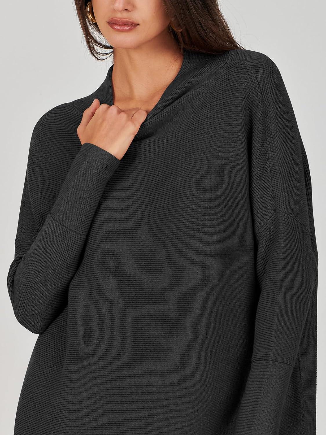 imageANRABESS Women Oversized Casual Loose Turtleneck Long Sleeve Slouchy Baggy Knit Tunic Sweaters Pullover 2025 Fall OutfitsBlack