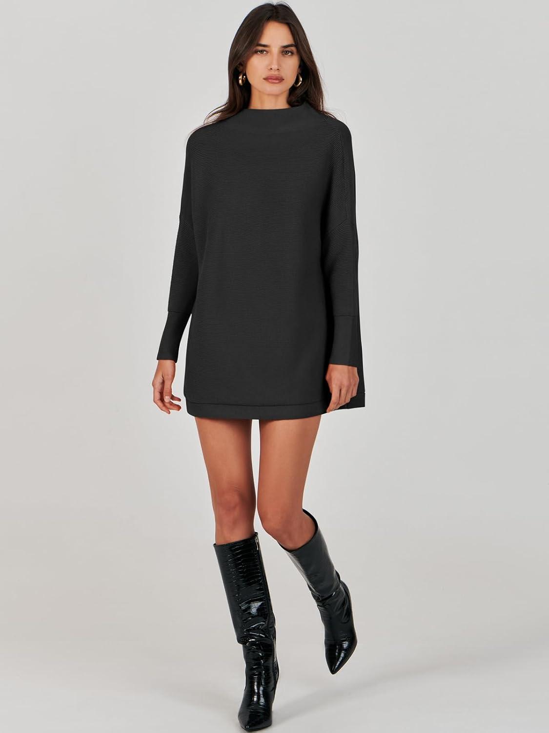 imageANRABESS Women Oversized Casual Loose Turtleneck Long Sleeve Slouchy Baggy Knit Tunic Sweaters Pullover 2025 Fall OutfitsBlack