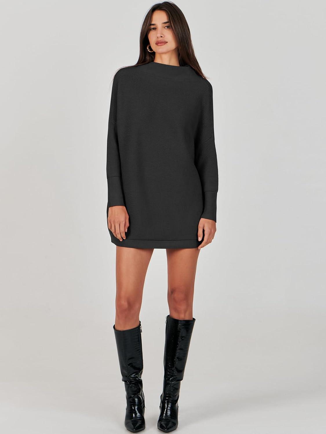imageANRABESS Women Oversized Casual Loose Turtleneck Long Sleeve Slouchy Baggy Knit Tunic Sweaters Pullover 2025 Fall OutfitsBlack