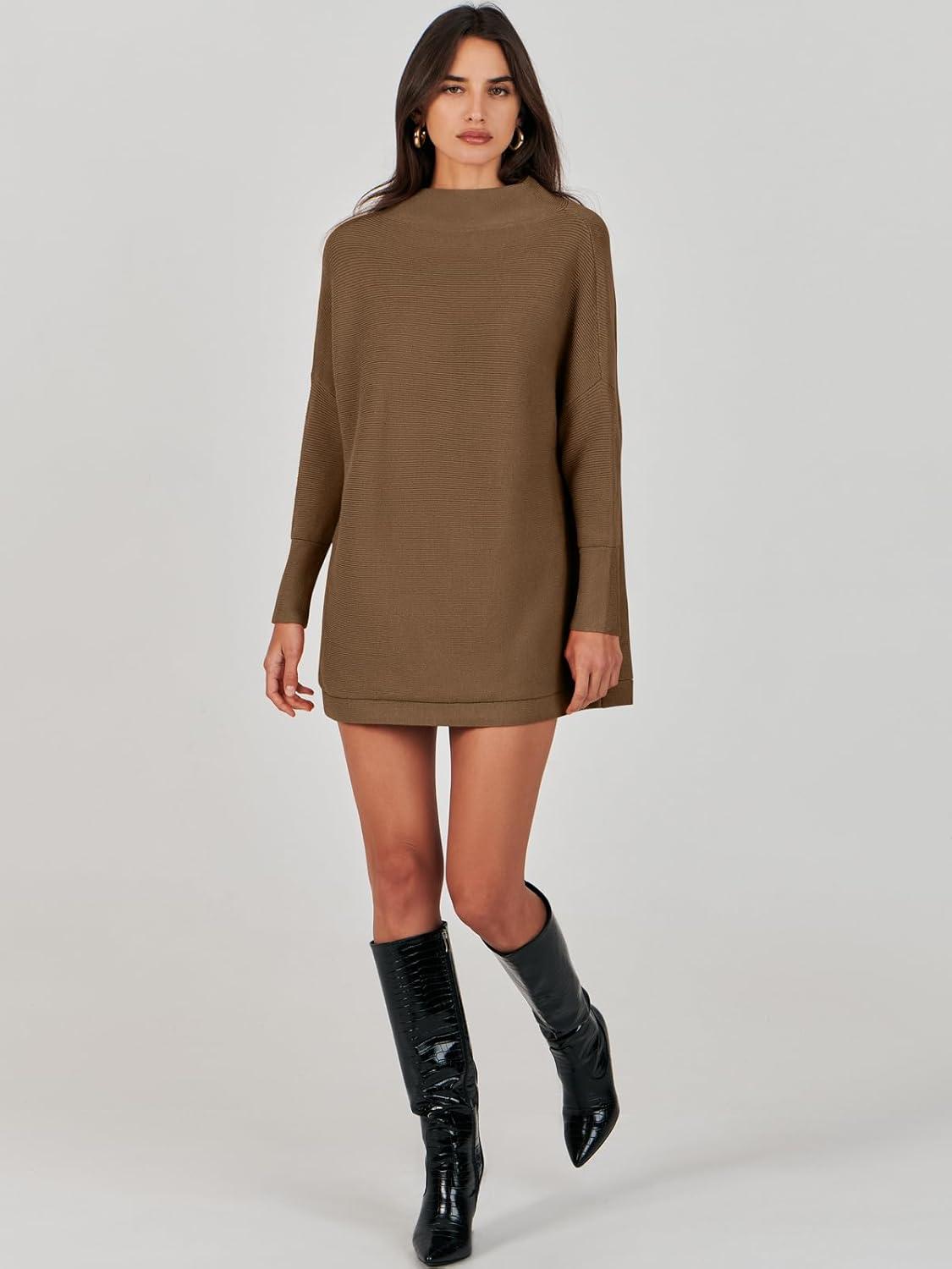 imageANRABESS Women Oversized Casual Loose Turtleneck Long Sleeve Slouchy Baggy Knit Tunic Sweaters Pullover 2025 Fall OutfitsCoffee