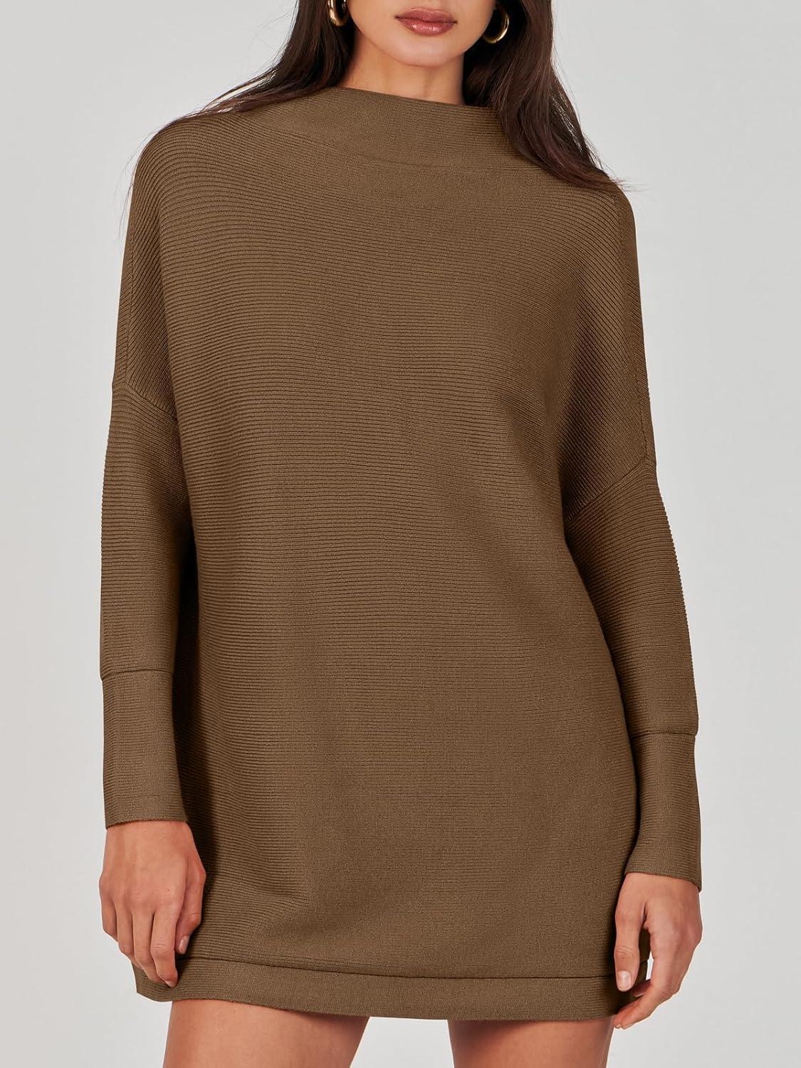 imageANRABESS Women Oversized Casual Loose Turtleneck Long Sleeve Slouchy Baggy Knit Tunic Sweaters Pullover 2025 Fall OutfitsCoffee