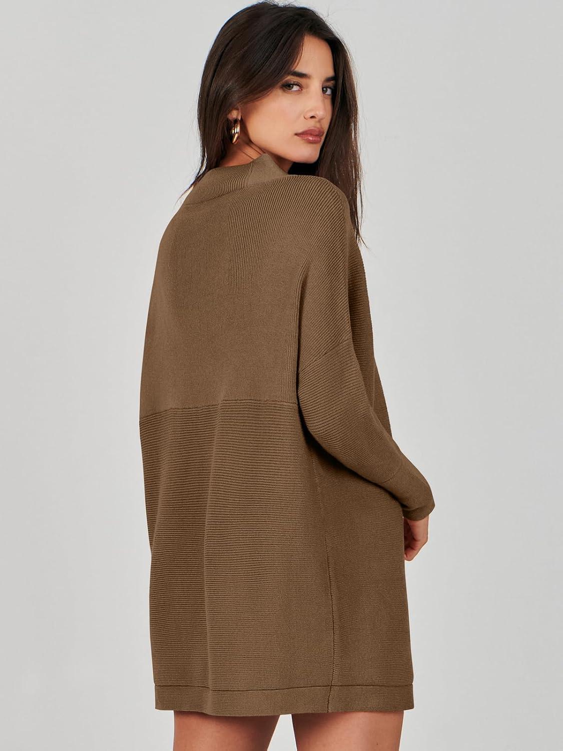 imageANRABESS Women Oversized Casual Loose Turtleneck Long Sleeve Slouchy Baggy Knit Tunic Sweaters Pullover 2025 Fall OutfitsCoffee