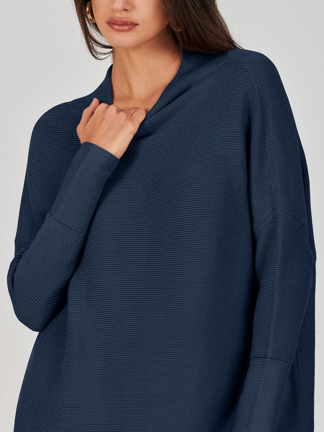 imageANRABESS Women Oversized Casual Loose Turtleneck Long Sleeve Slouchy Baggy Knit Tunic Sweaters Pullover 2025 Fall OutfitsDark Blue
