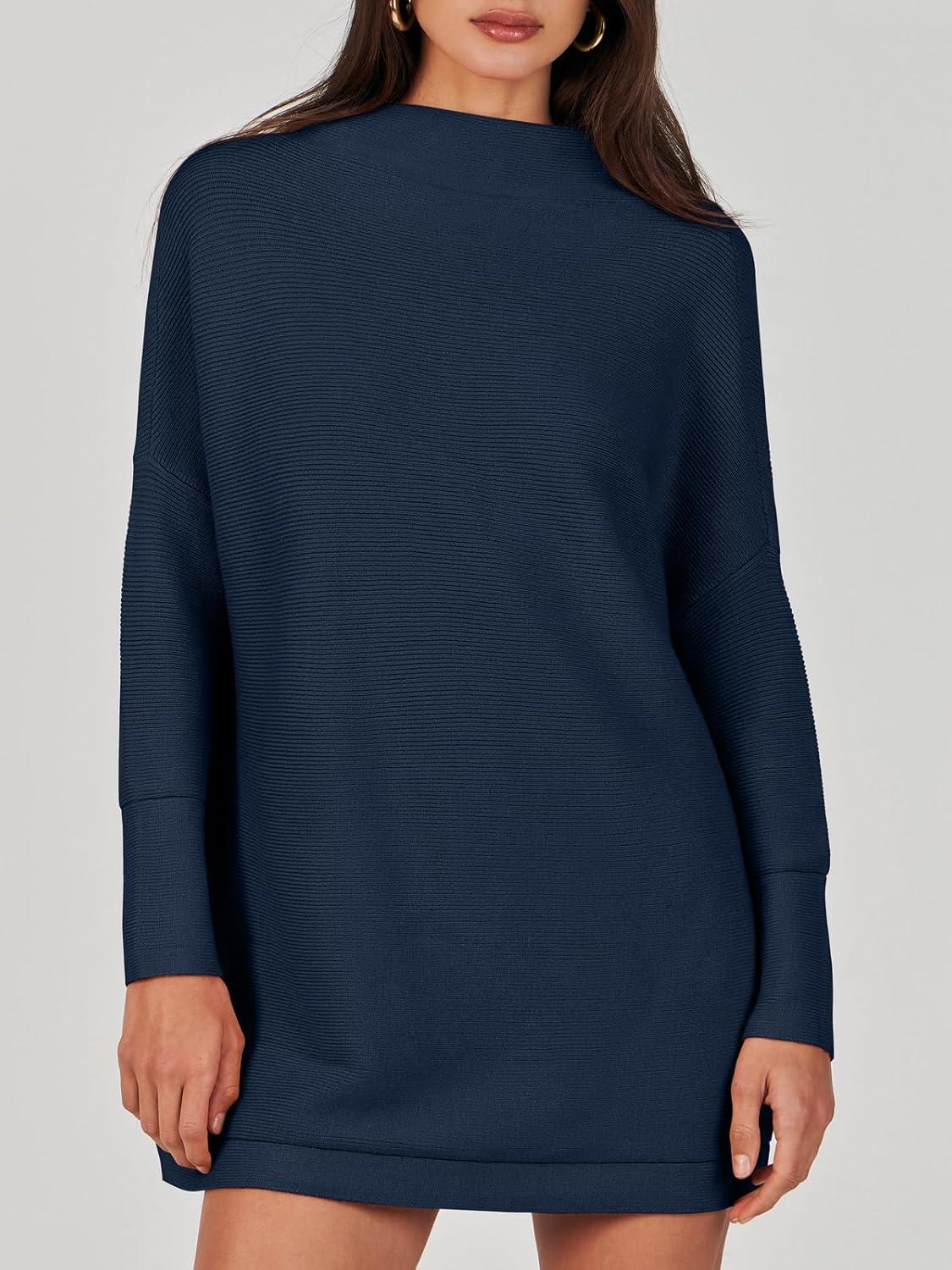 imageANRABESS Women Oversized Casual Loose Turtleneck Long Sleeve Slouchy Baggy Knit Tunic Sweaters Pullover 2025 Fall OutfitsDark Blue