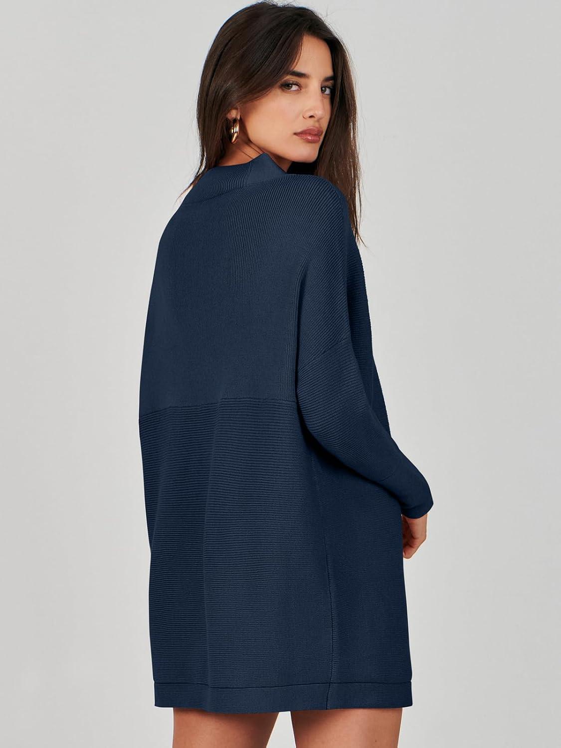 imageANRABESS Women Oversized Casual Loose Turtleneck Long Sleeve Slouchy Baggy Knit Tunic Sweaters Pullover 2025 Fall OutfitsDark Blue