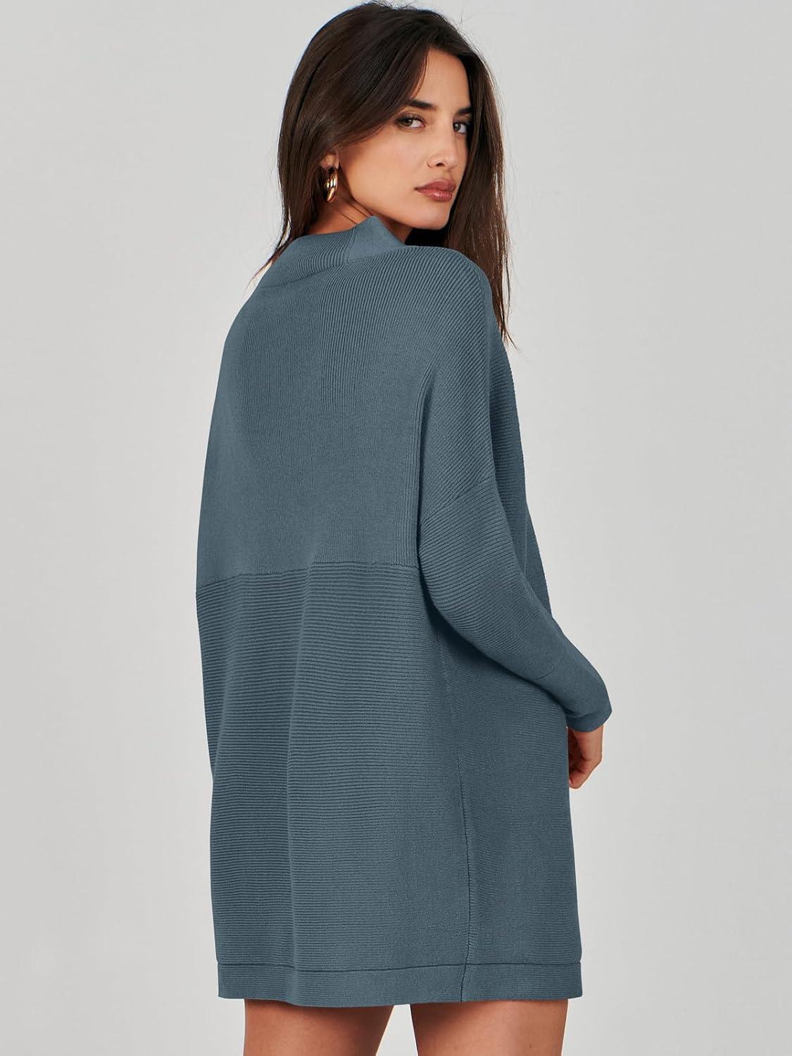 imageANRABESS Women Oversized Casual Loose Turtleneck Long Sleeve Slouchy Baggy Knit Tunic Sweaters Pullover 2025 Fall OutfitsNavy Blue
