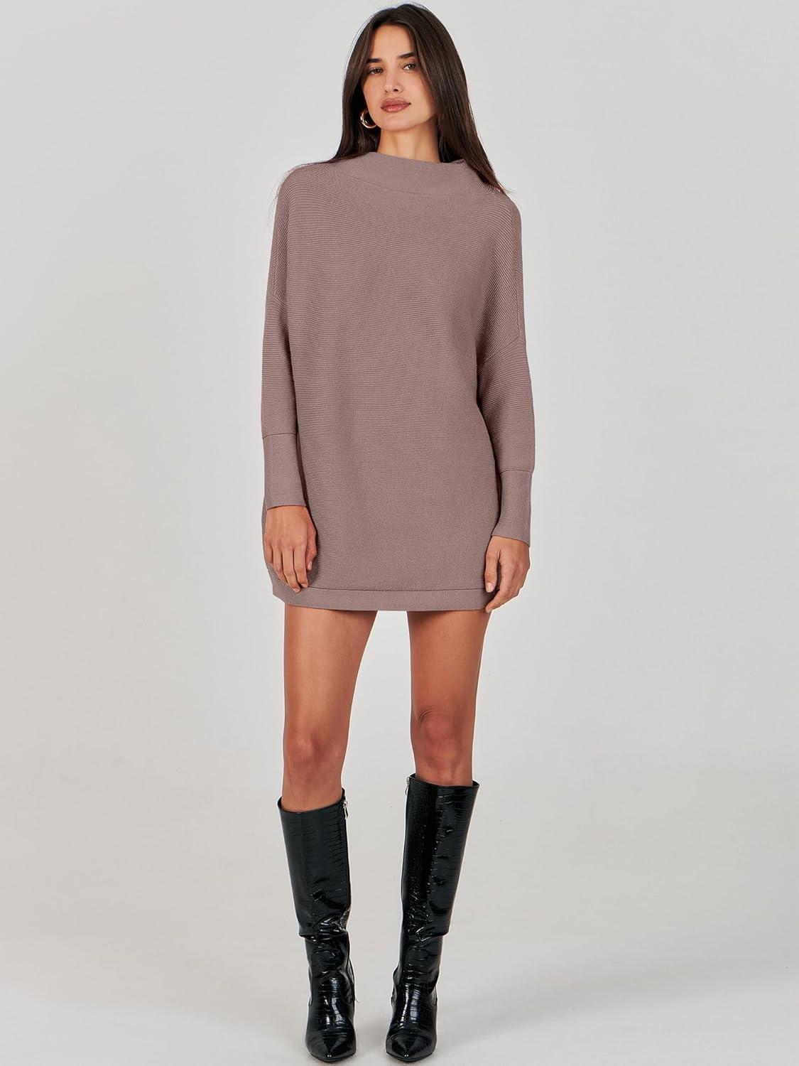imageANRABESS Women Oversized Casual Loose Turtleneck Long Sleeve Slouchy Baggy Knit Tunic Sweaters Pullover 2025 Fall OutfitsNutmeg