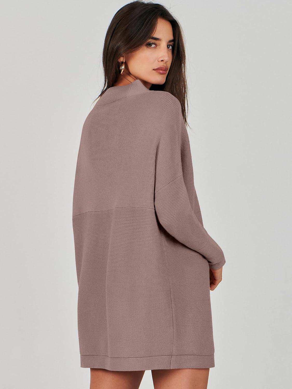 imageANRABESS Women Oversized Casual Loose Turtleneck Long Sleeve Slouchy Baggy Knit Tunic Sweaters Pullover 2025 Fall OutfitsNutmeg