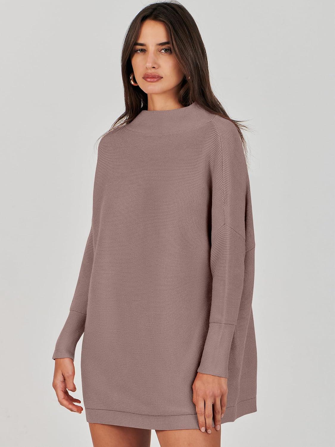 imageANRABESS Women Oversized Casual Loose Turtleneck Long Sleeve Slouchy Baggy Knit Tunic Sweaters Pullover 2025 Fall OutfitsNutmeg