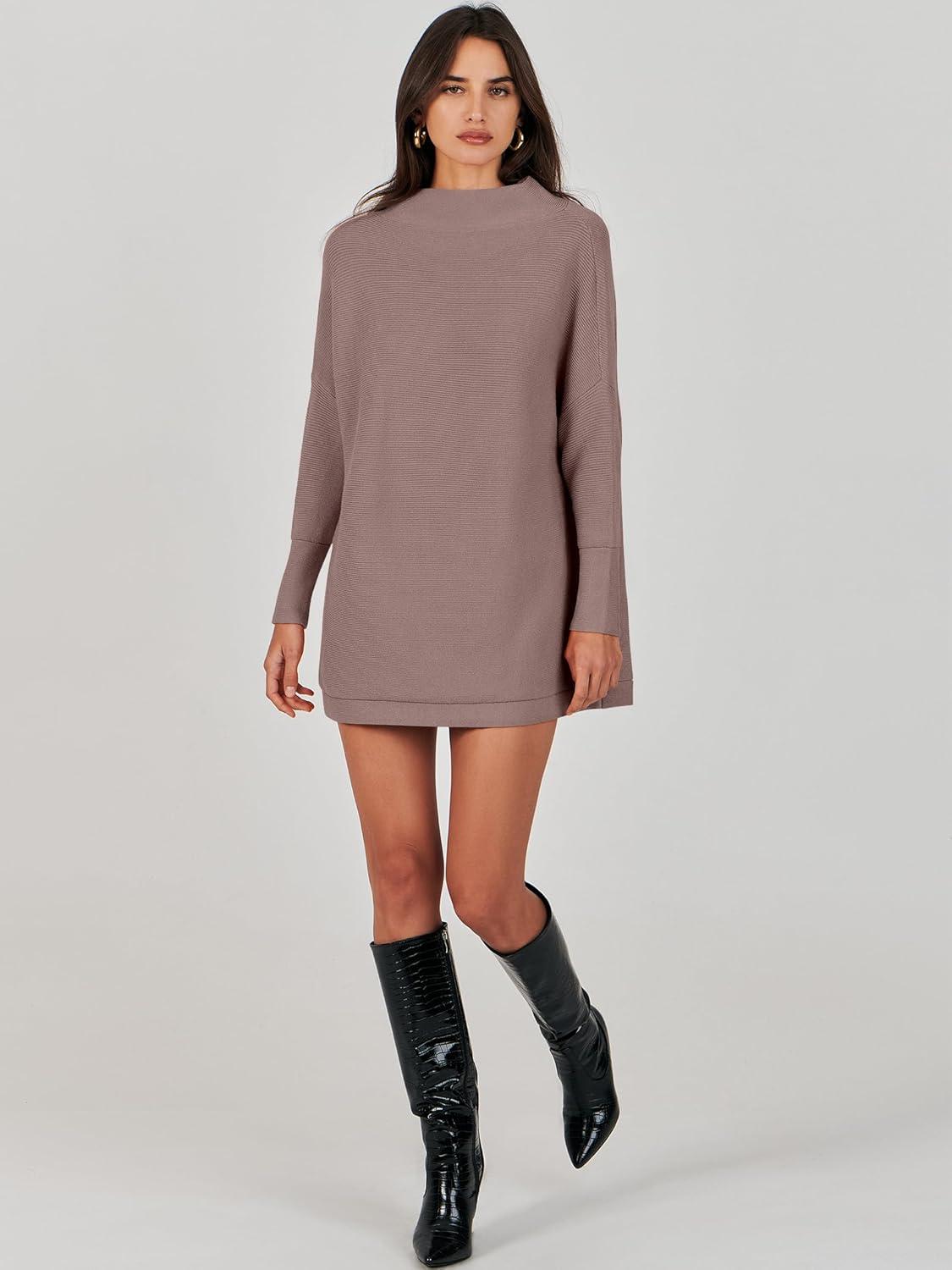 imageANRABESS Women Oversized Casual Loose Turtleneck Long Sleeve Slouchy Baggy Knit Tunic Sweaters Pullover 2025 Fall OutfitsNutmeg