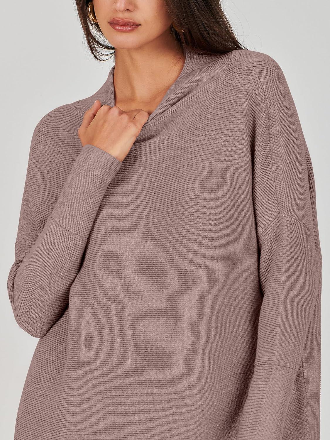 imageANRABESS Women Oversized Casual Loose Turtleneck Long Sleeve Slouchy Baggy Knit Tunic Sweaters Pullover 2025 Fall OutfitsNutmeg