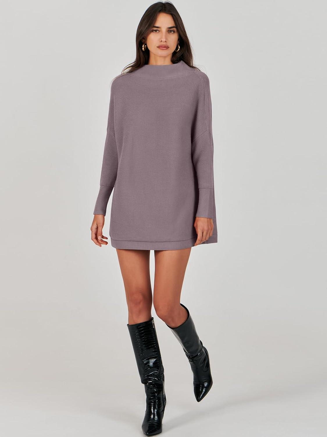 imageANRABESS Women Oversized Casual Loose Turtleneck Long Sleeve Slouchy Baggy Knit Tunic Sweaters Pullover 2025 Fall OutfitsPurple