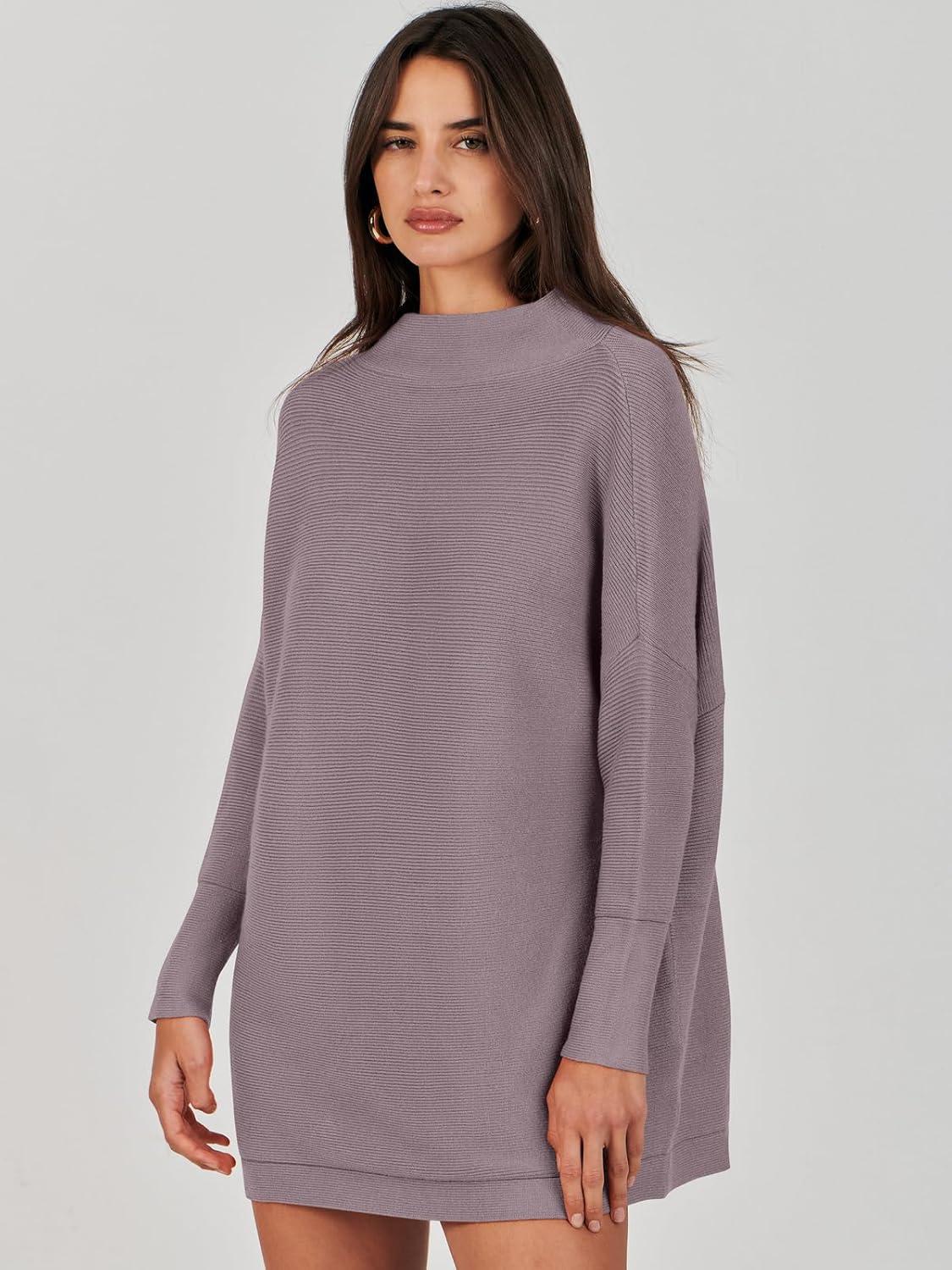 imageANRABESS Women Oversized Casual Loose Turtleneck Long Sleeve Slouchy Baggy Knit Tunic Sweaters Pullover 2025 Fall OutfitsPurple