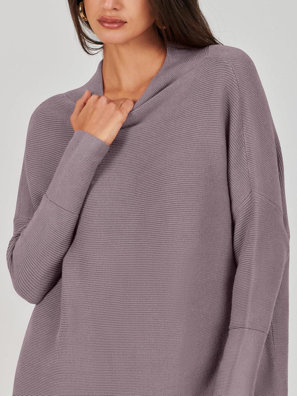 imageANRABESS Women Oversized Casual Loose Turtleneck Long Sleeve Slouchy Baggy Knit Tunic Sweaters Pullover 2025 Fall OutfitsPurple