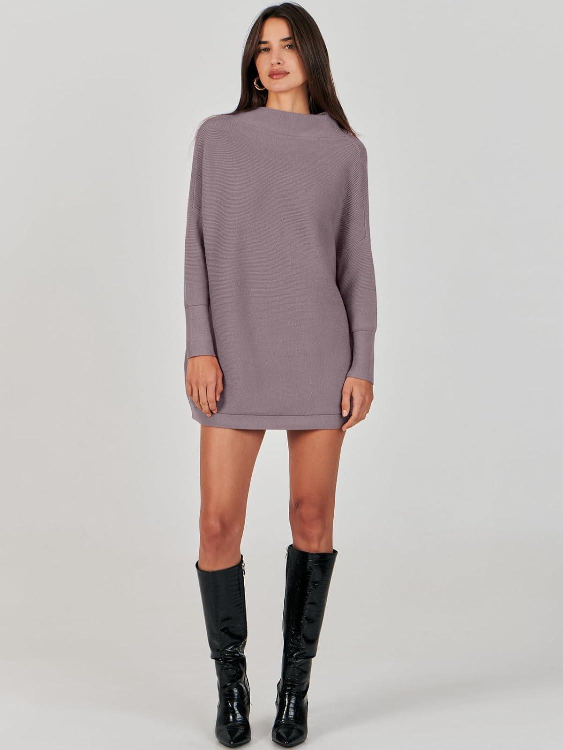 imageANRABESS Women Oversized Casual Loose Turtleneck Long Sleeve Slouchy Baggy Knit Tunic Sweaters Pullover 2025 Fall OutfitsPurple