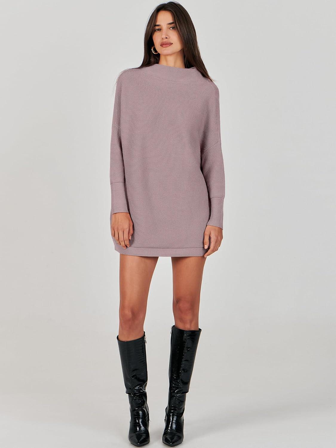 imageANRABESS Women Oversized Casual Loose Turtleneck Long Sleeve Slouchy Baggy Knit Tunic Sweaters Pullover 2025 Fall OutfitsRed Apricot