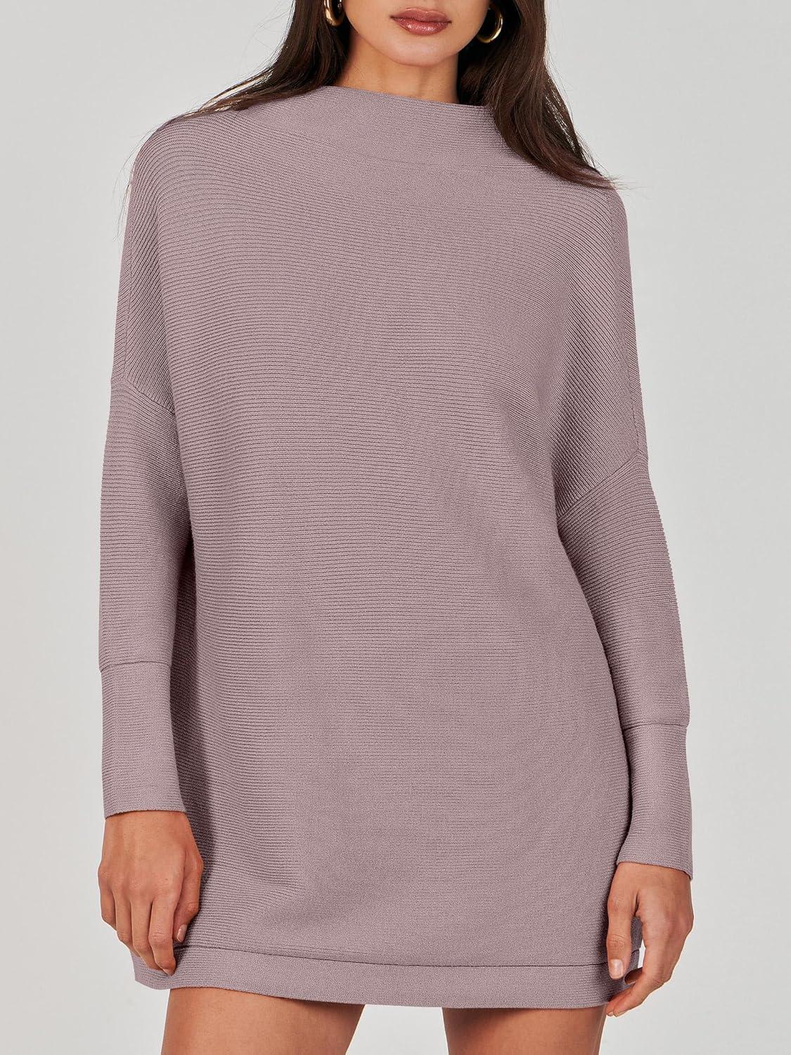 imageANRABESS Women Oversized Casual Loose Turtleneck Long Sleeve Slouchy Baggy Knit Tunic Sweaters Pullover 2025 Fall OutfitsRed Apricot