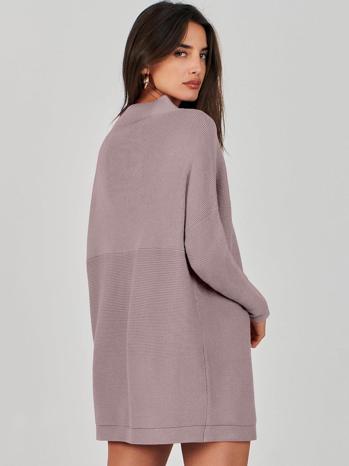 imageANRABESS Women Oversized Casual Loose Turtleneck Long Sleeve Slouchy Baggy Knit Tunic Sweaters Pullover 2025 Fall OutfitsRed Apricot