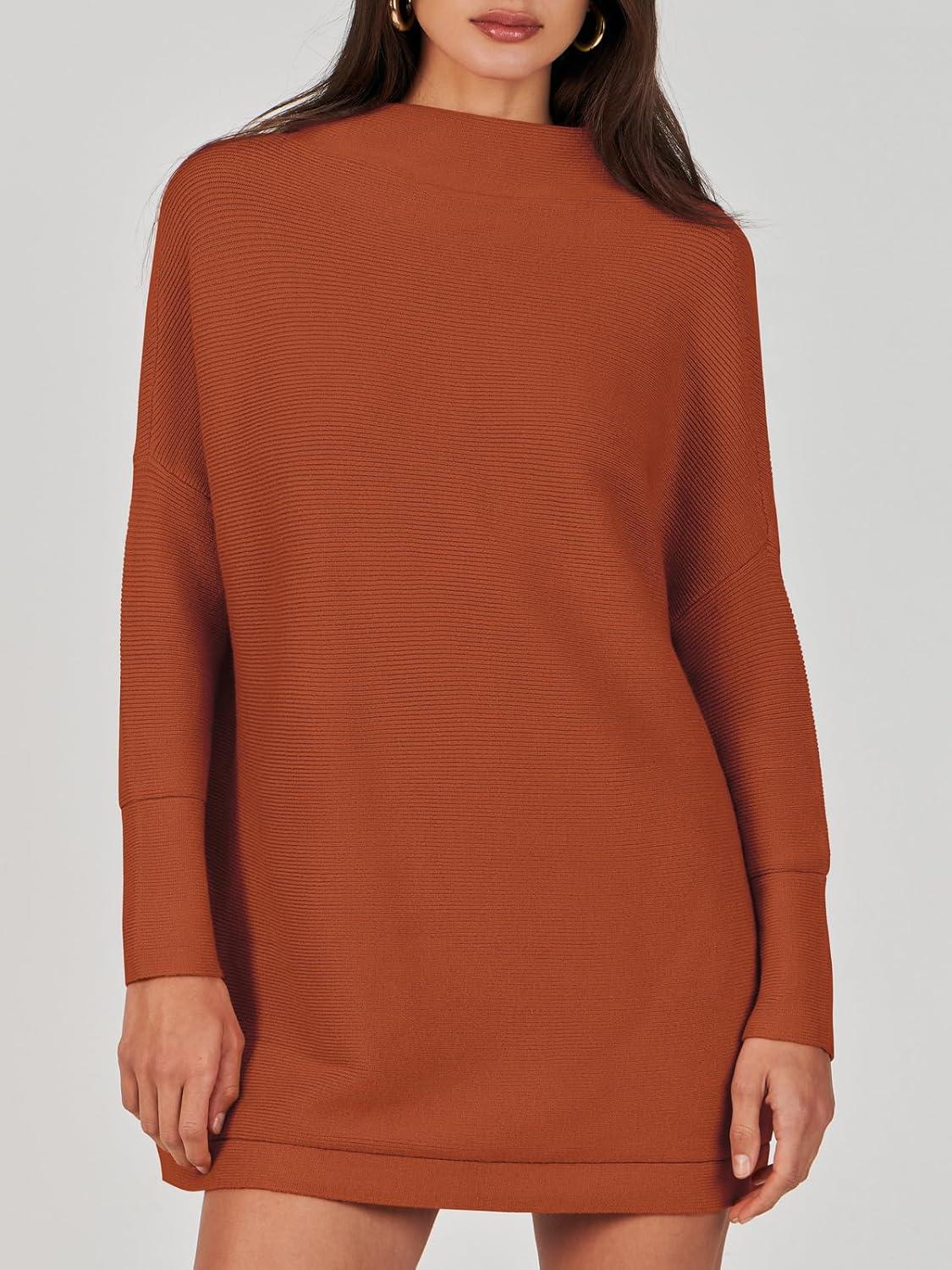 imageANRABESS Women Oversized Casual Loose Turtleneck Long Sleeve Slouchy Baggy Knit Tunic Sweaters Pullover 2025 Fall OutfitsRust