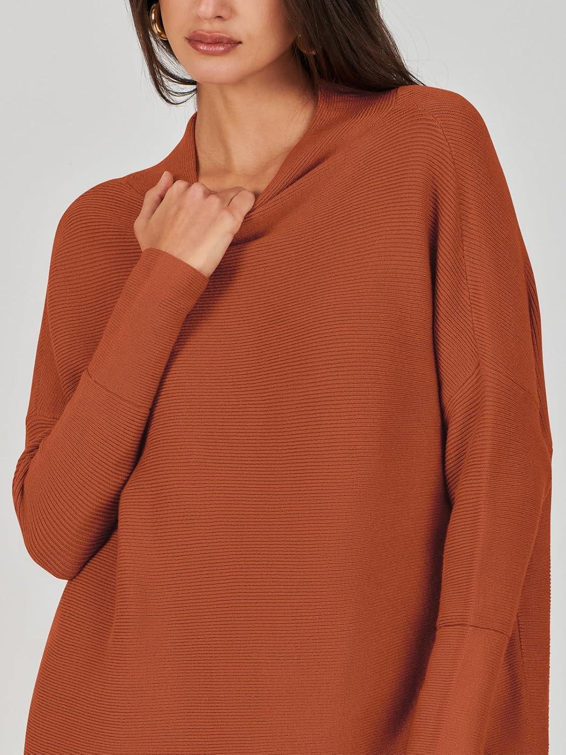 imageANRABESS Women Oversized Casual Loose Turtleneck Long Sleeve Slouchy Baggy Knit Tunic Sweaters Pullover 2025 Fall OutfitsRust