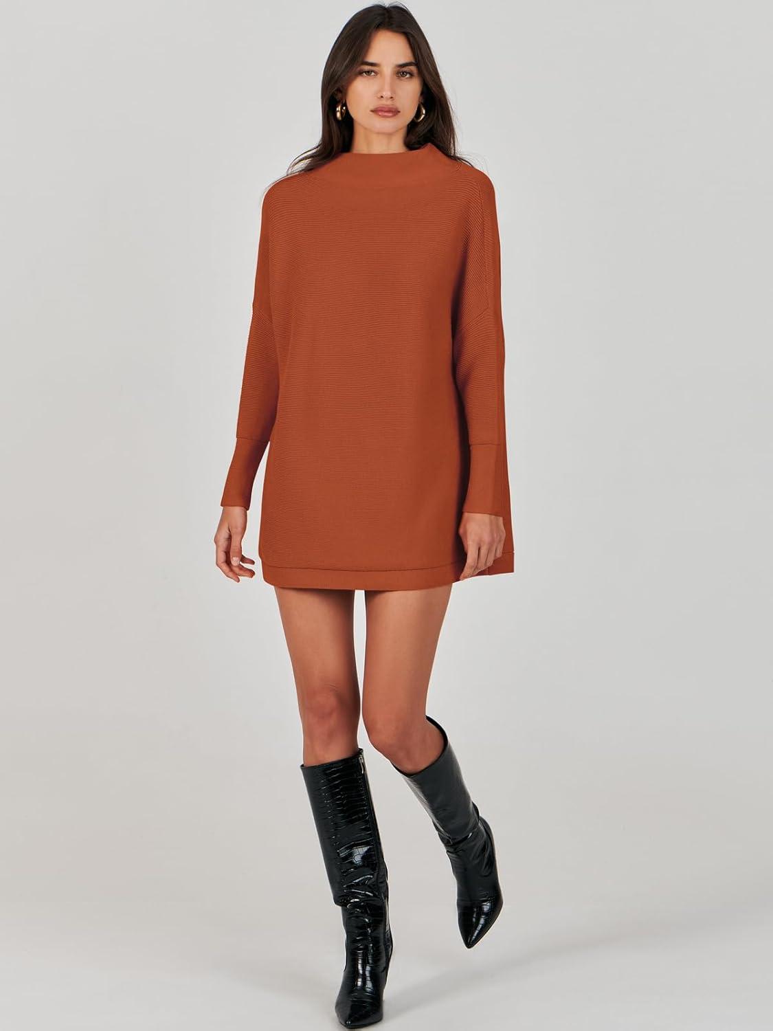imageANRABESS Women Oversized Casual Loose Turtleneck Long Sleeve Slouchy Baggy Knit Tunic Sweaters Pullover 2025 Fall OutfitsRust