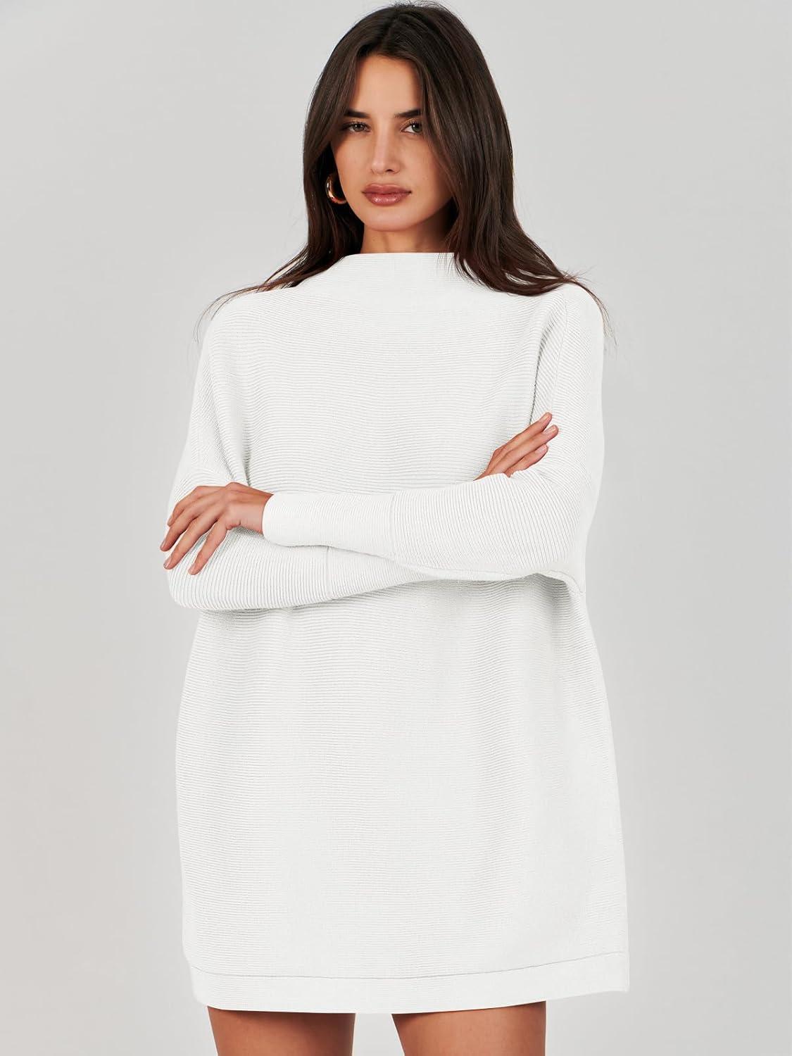 imageANRABESS Women Oversized Casual Loose Turtleneck Long Sleeve Slouchy Baggy Knit Tunic Sweaters Pullover 2025 Fall OutfitsWhite
