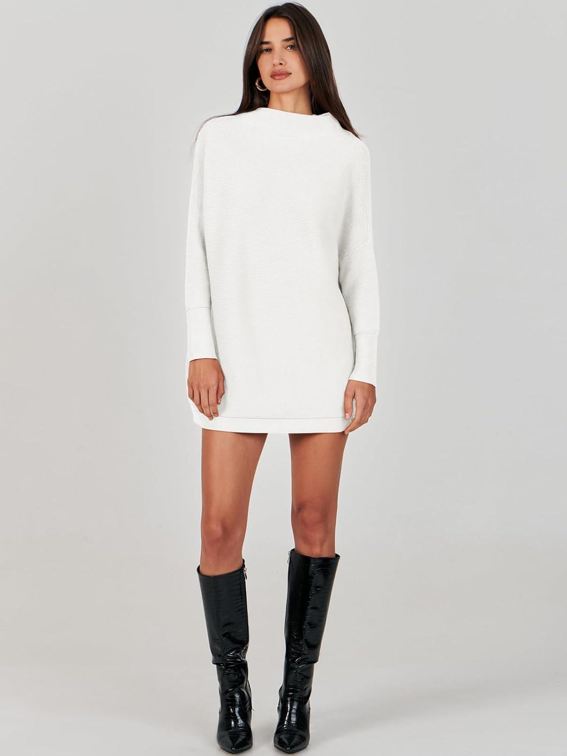 imageANRABESS Women Oversized Casual Loose Turtleneck Long Sleeve Slouchy Baggy Knit Tunic Sweaters Pullover 2025 Fall OutfitsWhite