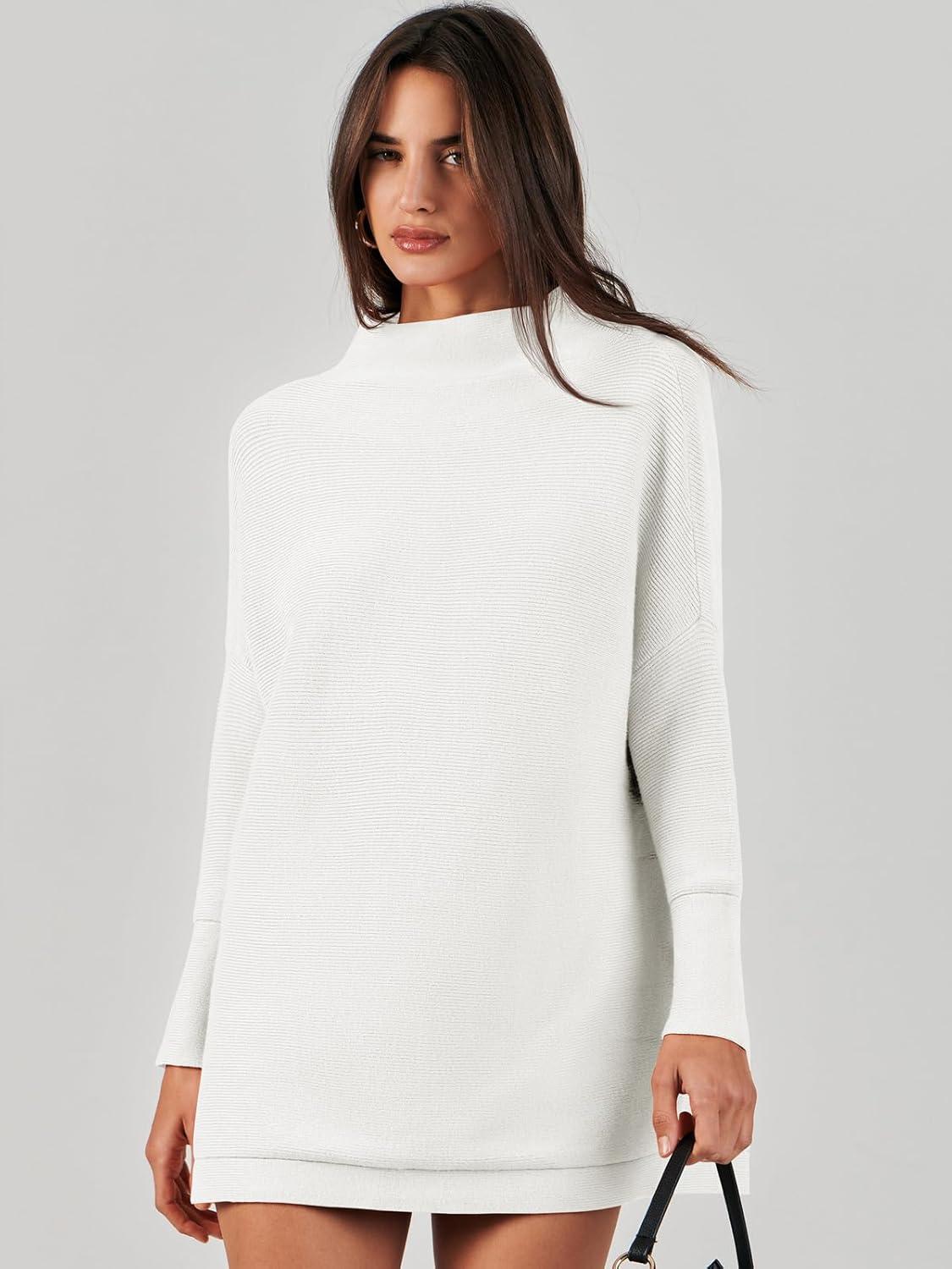 imageANRABESS Women Oversized Casual Loose Turtleneck Long Sleeve Slouchy Baggy Knit Tunic Sweaters Pullover 2025 Fall OutfitsWhite