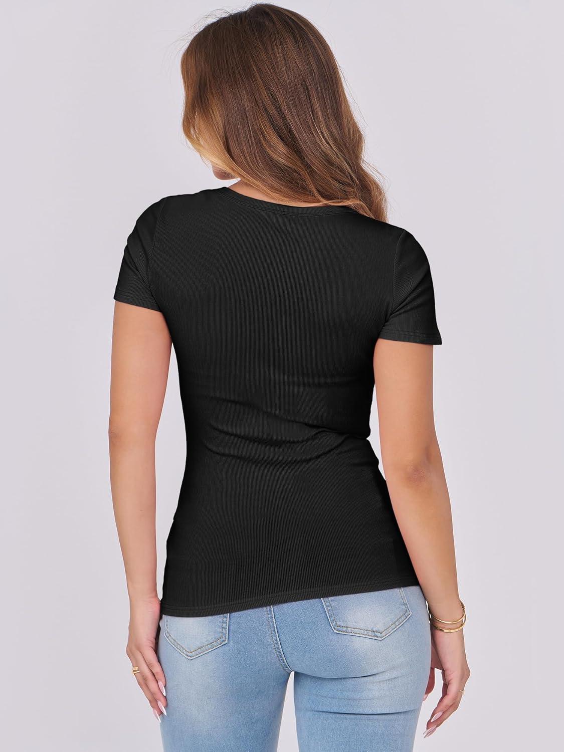 imageANRABESS Women Short Sleeve Tops Scoop Neck Ribbed Knit Slim Fitted Basic Tee Shirts 2025 Casual Summer Trendy ClothesBlack