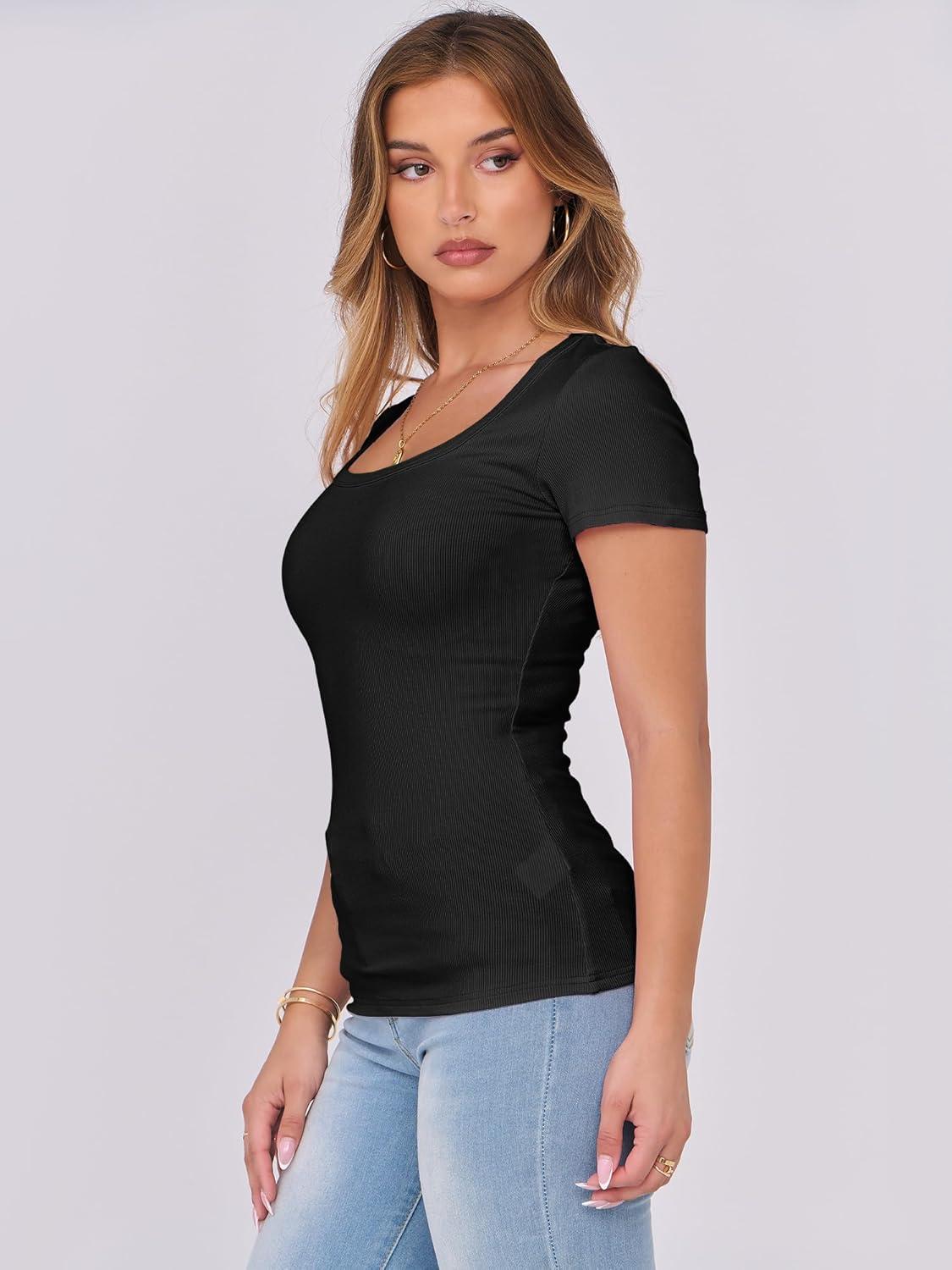 imageANRABESS Women Short Sleeve Tops Scoop Neck Ribbed Knit Slim Fitted Basic Tee Shirts 2025 Casual Summer Trendy ClothesBlack